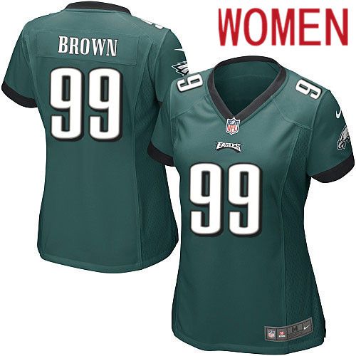 Women Philadelphia Eagles 99 Jerome Brown Nike Midnight Green Game NFL Jersey